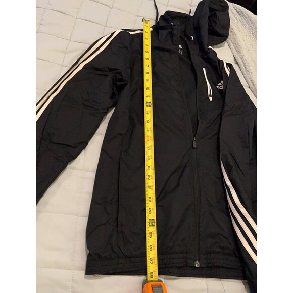 Adidas Men’s Full Zip Windbreaker Jacket Size M 3 Stripes Hooded Lightweight Log - Picture 5 of 7
